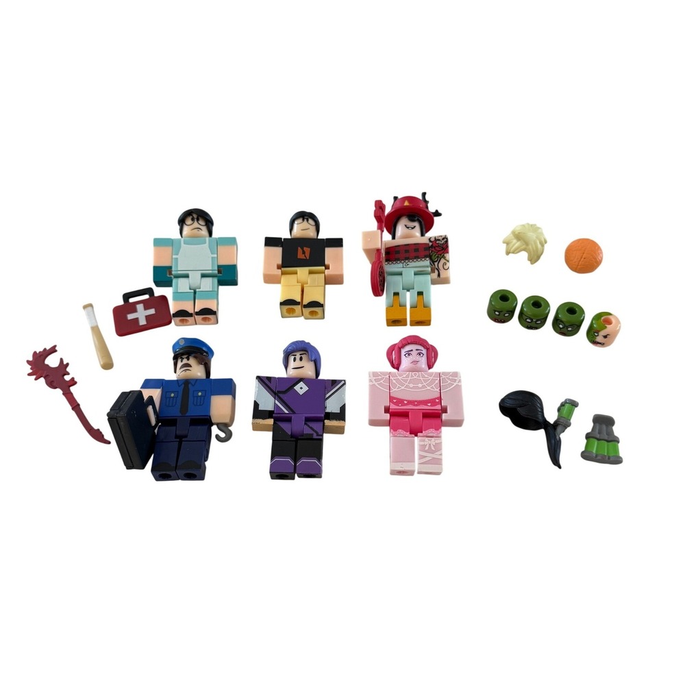 Roblox Action Figure Lot 6‎ Figures Accessories Interchangeable Heads Mixed Set
